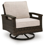 Drakes Beach Dark Brown Outdoor Swivel Lounge Chair (Set of 2)