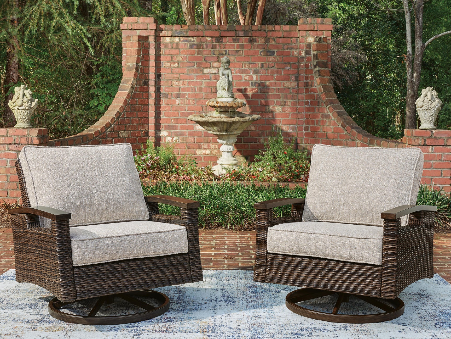 Drakes Beach Dark Brown Outdoor Swivel Lounge Chair (Set of 2)