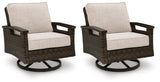 Drakes Beach Dark Brown Outdoor Swivel Lounge Chair (Set of 2)