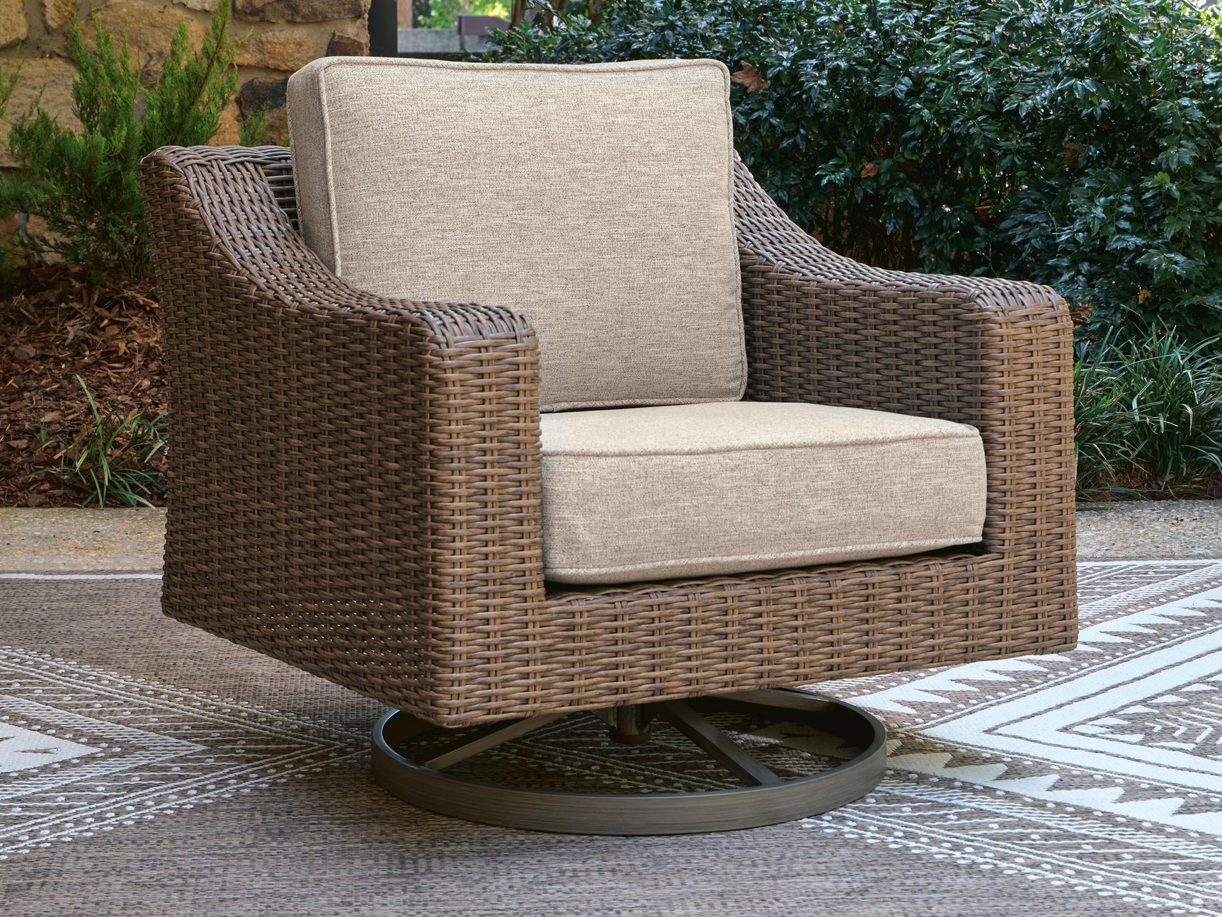 Revare Beach Beige Swivel Lounge with Cushion