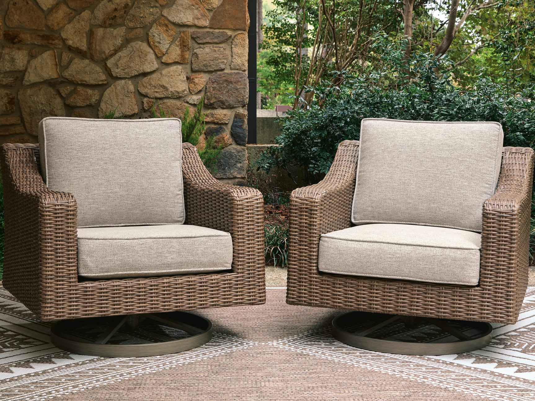 Revare Beach Beige Swivel Lounge with Cushion