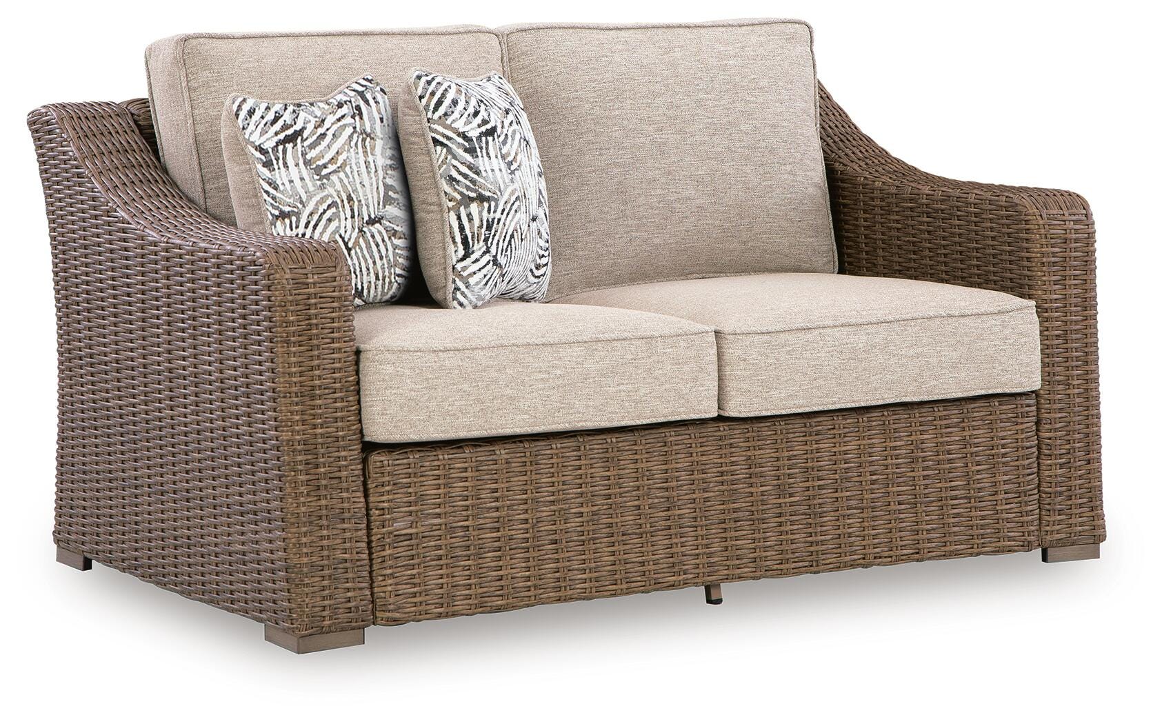 Revare Beach Beige Outdoor Loveseat with Cushion