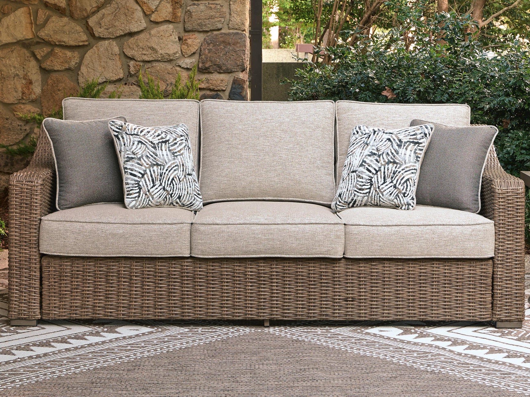 Revare Beach Beige Outdoor Sofa with Cushion