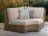 Revare Beach Beige Outdoor Curved Corner Chair with Cushion