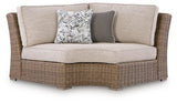 Revare Beach Beige Outdoor Curved Corner Chair with Cushion