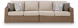 Revare Beach Beige Outdoor Right and Left-arm Facing Loveseat with Cushion (Set of 2)