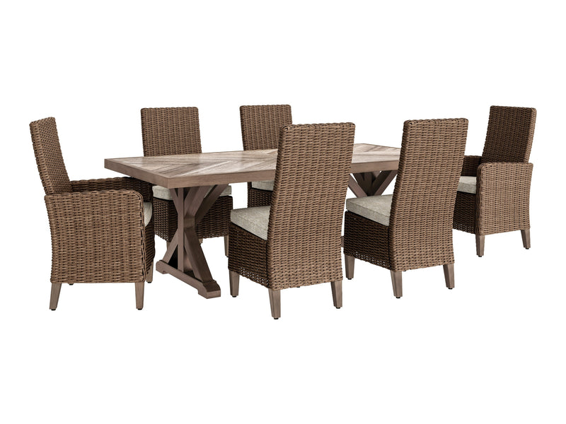 Beachcroft Beige Outdoor Dining Table with 6 Chairs - Ornate Home