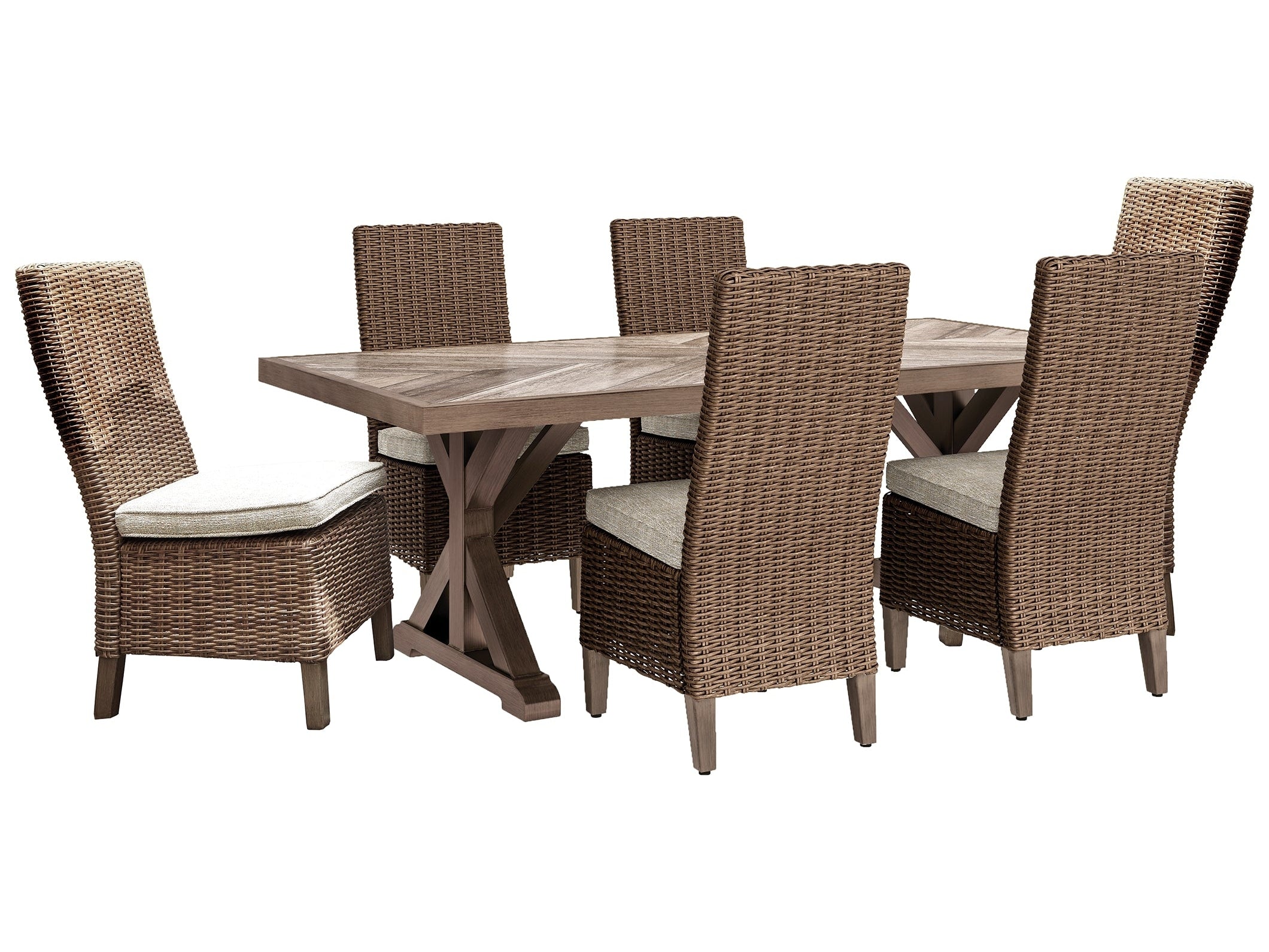 Beachcroft Beige Outdoor Dining Table with 6 Chairs - Ornate Home