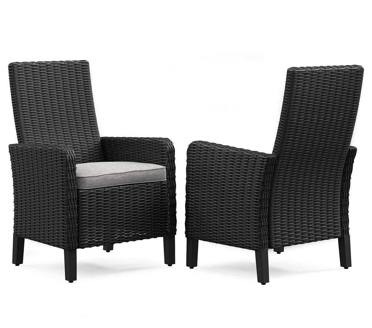 Beachcroft Black/Light Gray Outdoor Arm Chair with Cushion (Set of 2) - Ornate Home