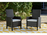 Beachcroft Black/Light Gray Outdoor Arm Chair with Cushion (Set of 2) - Ornate Home