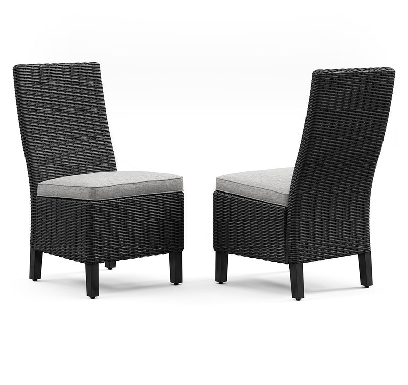 Beachcroft Black/Light Gray Outdoor Side Chair with Cushion (Set of 2) - Ornate Home