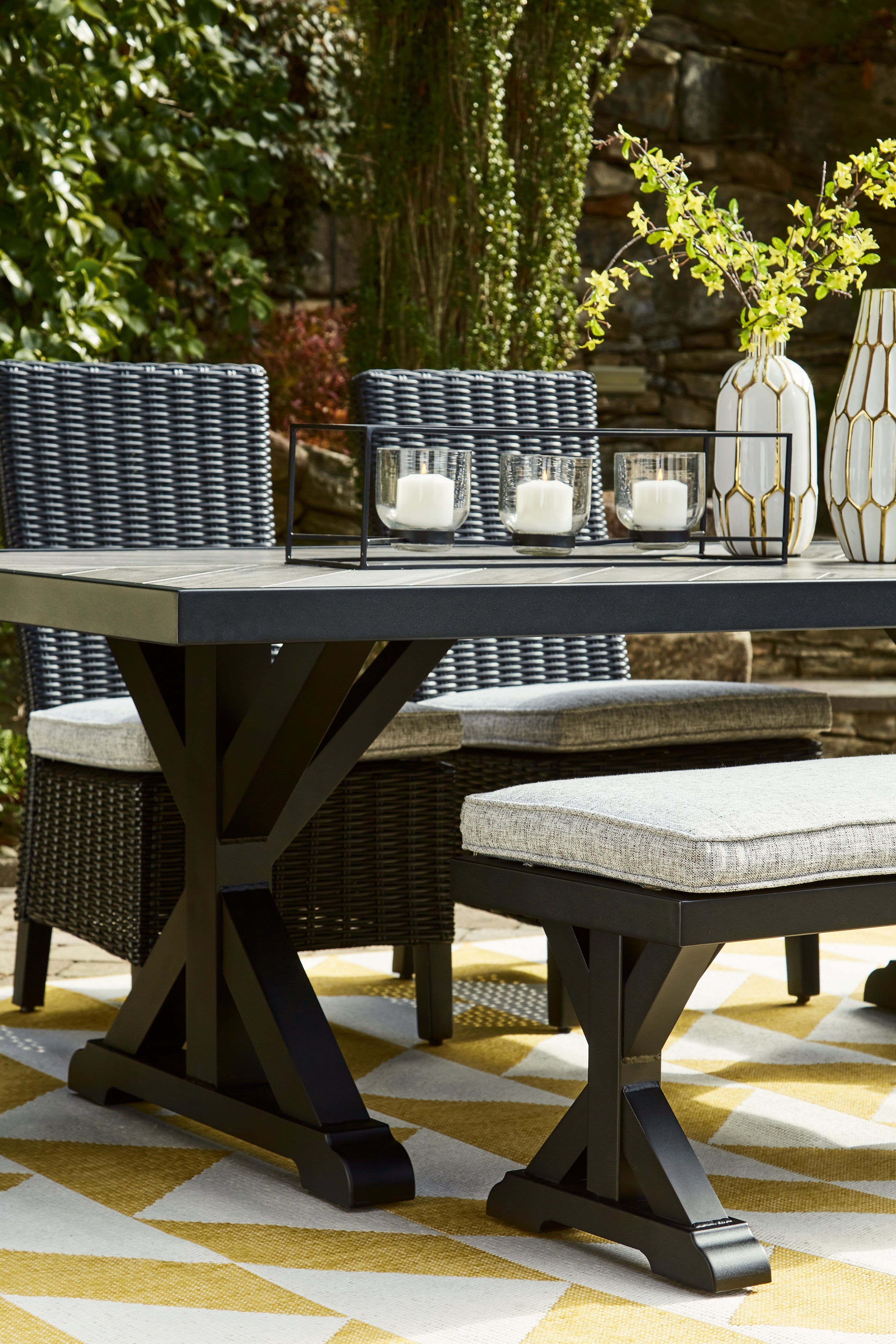 Beachcroft Black/Light Gray Outdoor Dining Table - Ornate Home