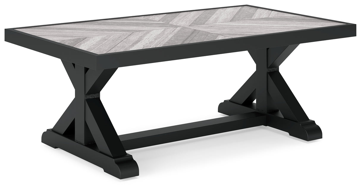 Beachcroft Black/Light Gray Outdoor Coffee Table - Ornate Home