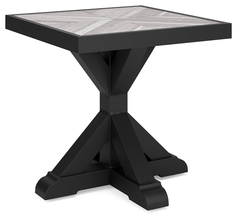 Beachcroft Black/Light Gray Outdoor End Table - Ornate Home