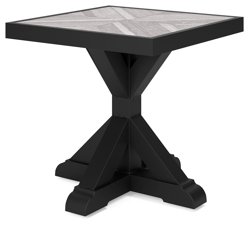 Beachcroft Black/Light Gray Outdoor End Table - Ornate Home