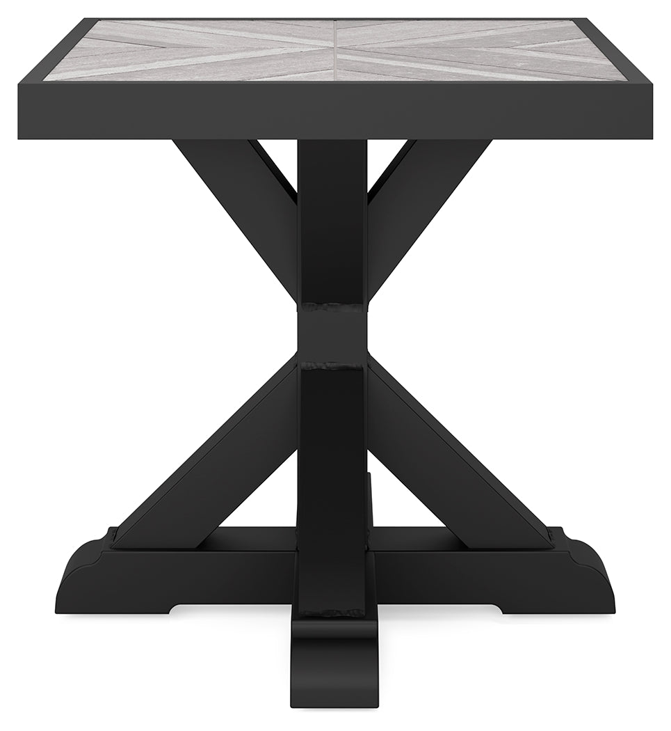 Beachcroft Black/Light Gray Outdoor End Table - Ornate Home