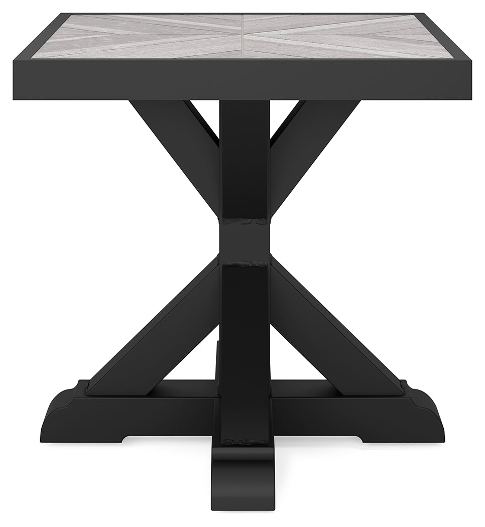 Beachcroft Black/Light Gray Outdoor End Table - Ornate Home