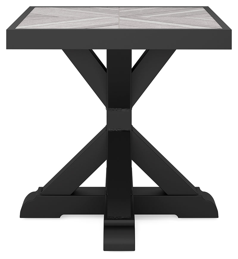 Beachcroft Black/Light Gray Outdoor End Table - Ornate Home
