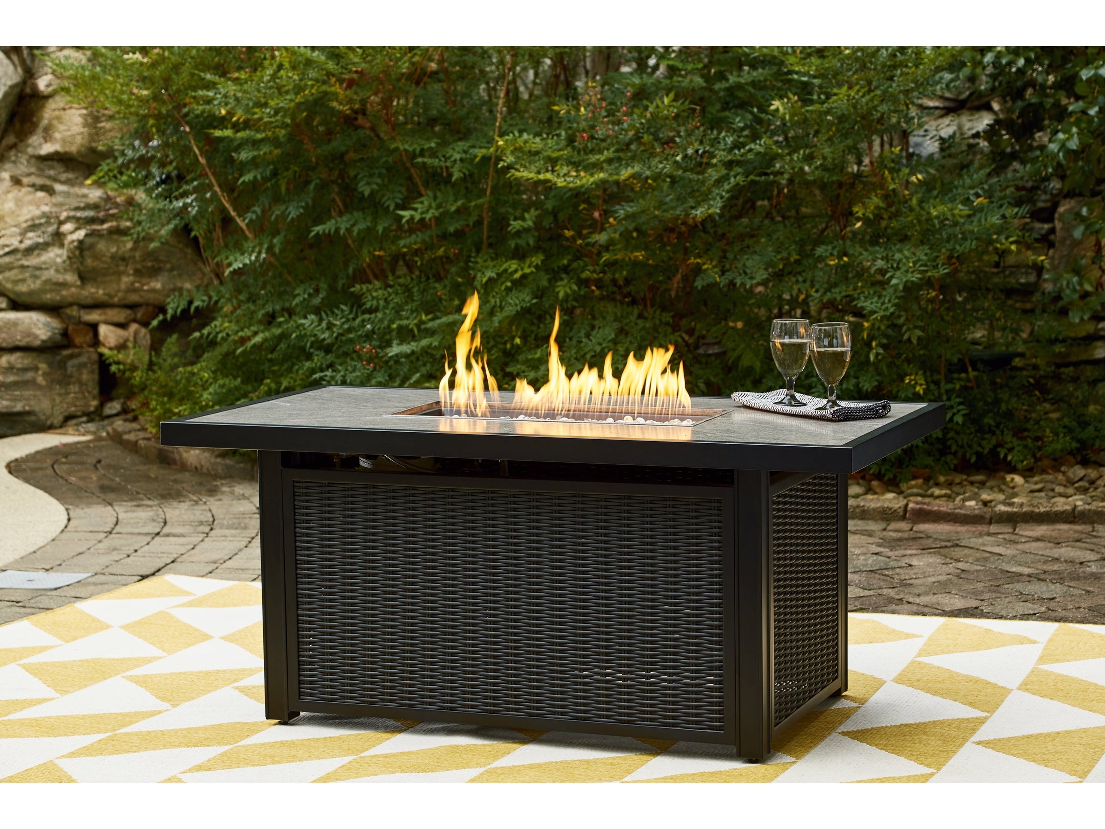 Beachcroft Black/Light Gray Outdoor Fire Pit Table - Ornate Home