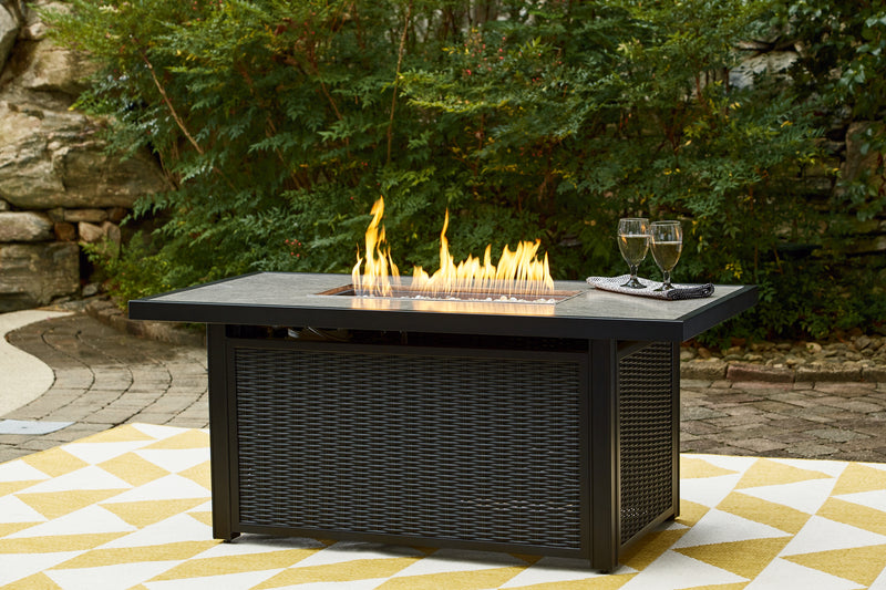 Beachcroft Black/Light Gray Outdoor Fire Pit Table - Ornate Home