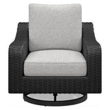 Beachcroft Black/Light Gray Outdoor Swivel Lounge with Cushion - Ornate Home