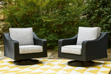 Beachcroft Black/Light Gray Outdoor Swivel Lounge with Cushion - Ornate Home