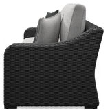 Beachcroft Black/Light Gray Outdoor Sofa with Cushion - Ornate Home