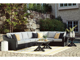 Beachcroft Black/Light Gray 4-Piece Outdoor Sectional - Ornate Home