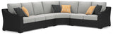 Beachcroft Black/Light Gray 4-Piece Outdoor Sectional - Ornate Home