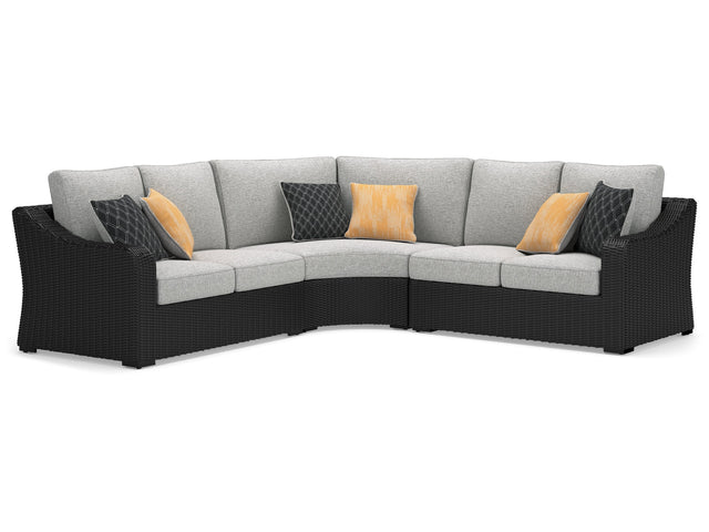 Beachcroft Black/Light Gray 3-Piece Outdoor Sectional - Ornate Home