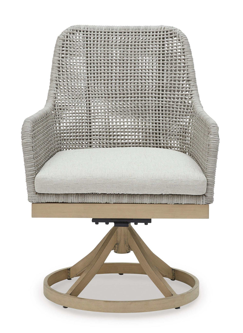 Seton Creek Gray Outdoor Swivel Dining Chair (Set of 2) - Ornate Home