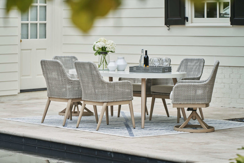 Seton Creek Gray Outdoor Swivel Dining Chair (Set of 2) - Ornate Home
