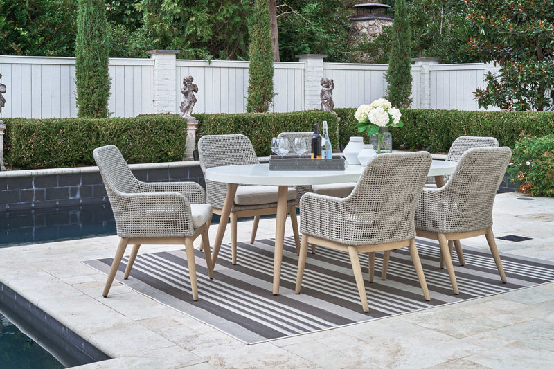 Seton Creek Gray Outdoor Oval Dining Table - Ornate Home