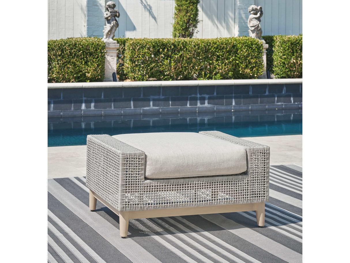 Seton Creek Gray Outdoor Ottoman w Cushion - Ornate Home