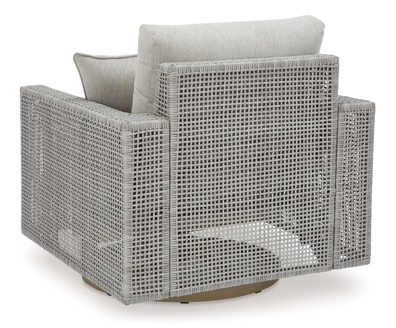 Seton Creek Gray Outdoor Swivel Lounge Chair w/ Cushion - Ornate Home