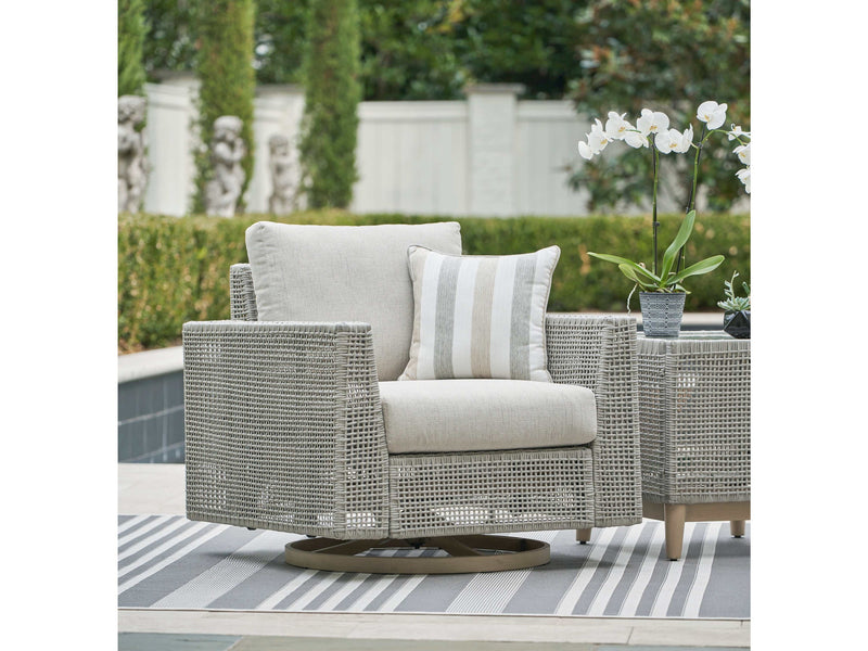 Seton Creek Gray Outdoor Swivel Lounge Chair w/ Cushion - Ornate Home