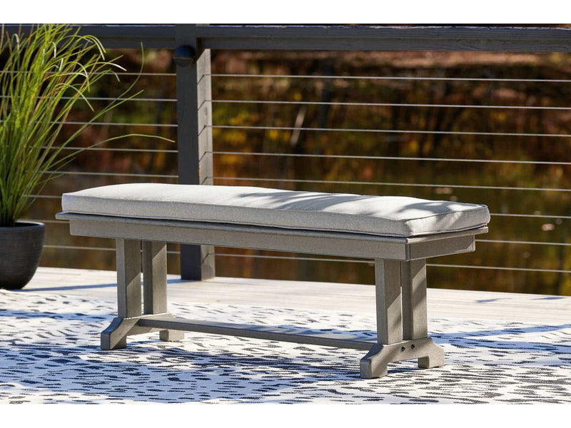 Visola Gray Outdoor Bench w/ Cushion - Ornate Home