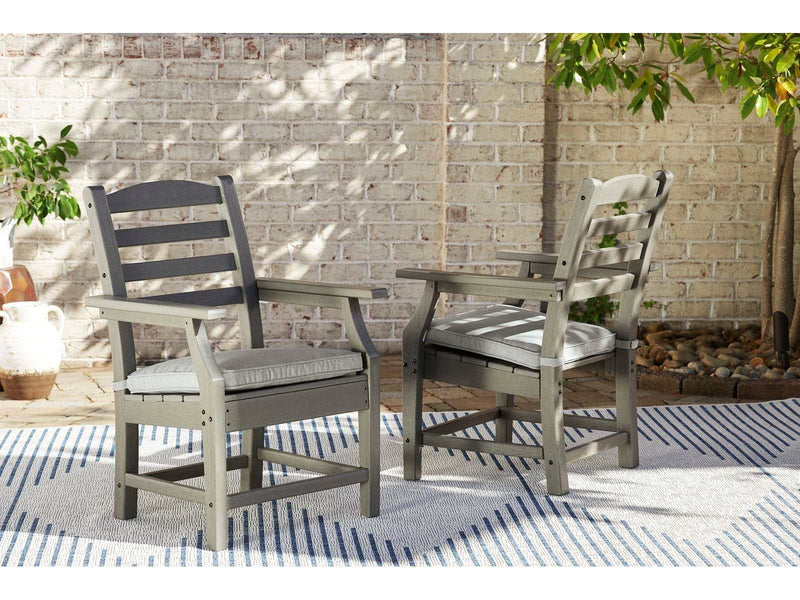 Visola Gray Outdoor Arm Chair w/ Cushion (Set of 2) - Ornate Home