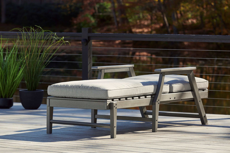 Visola Gray Outdoor Chaise Lounge w/ Cushion - Ornate Home
