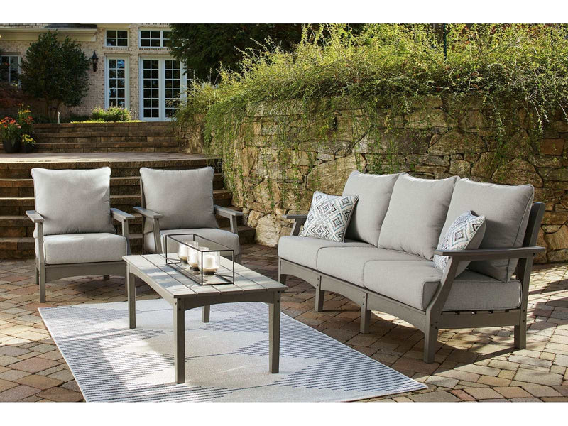 Visola Gray Outdoor Conversation Set w/ Coffee Table / 4pc - Ornate Home