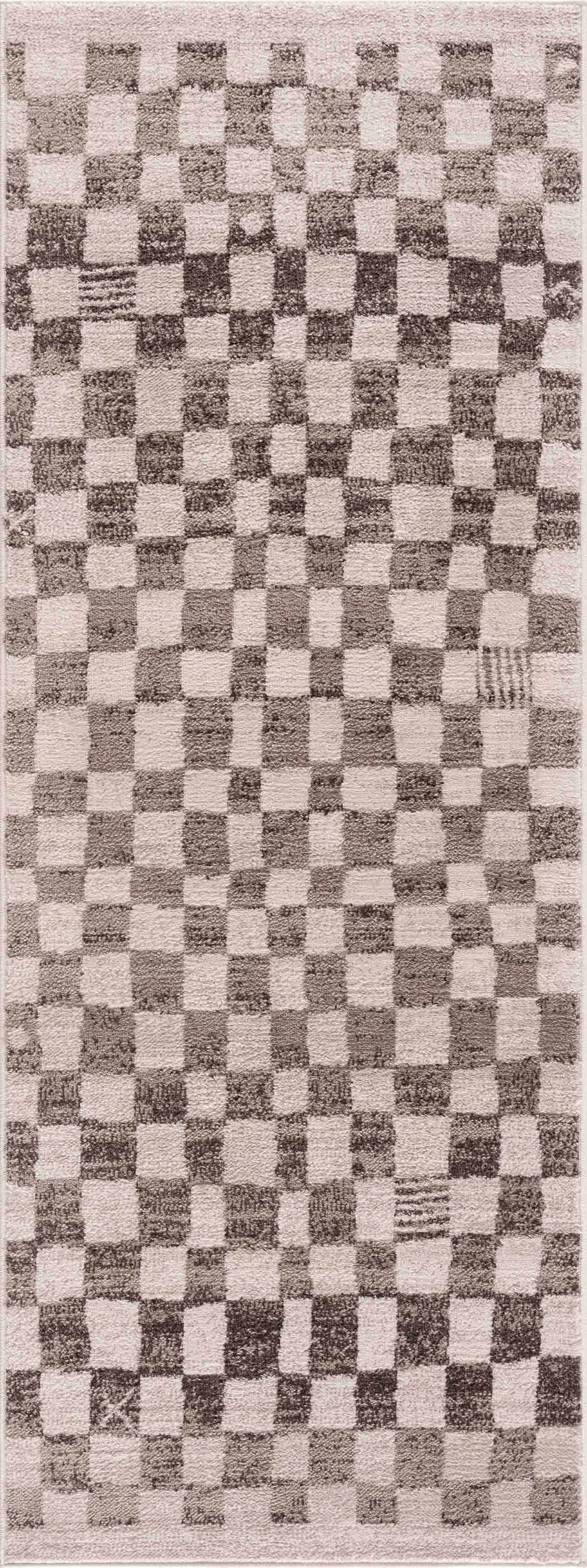 Benjy Irregular Checkboard Rug - Beige
