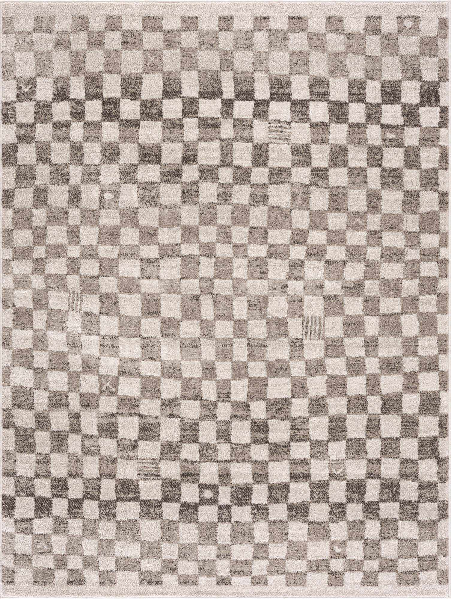 Benjy Irregular Checkboard Rug - Beige