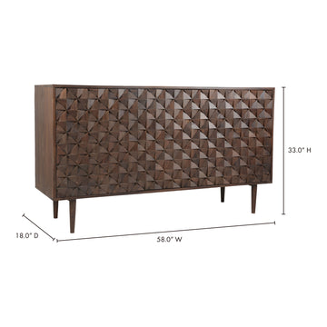 Pablo Dark Brown 3 Door Sideboard - Ornate Home