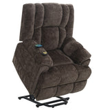 Pacay Brown Power Recliner w/ Lift, Heating & Massage - Ornate Home