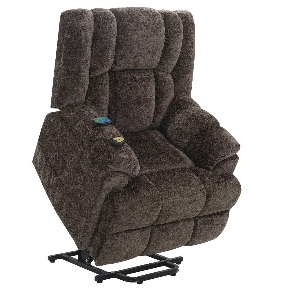 Pacay Brown Power Recliner w/ Lift, Heating & Massage - Ornate Home