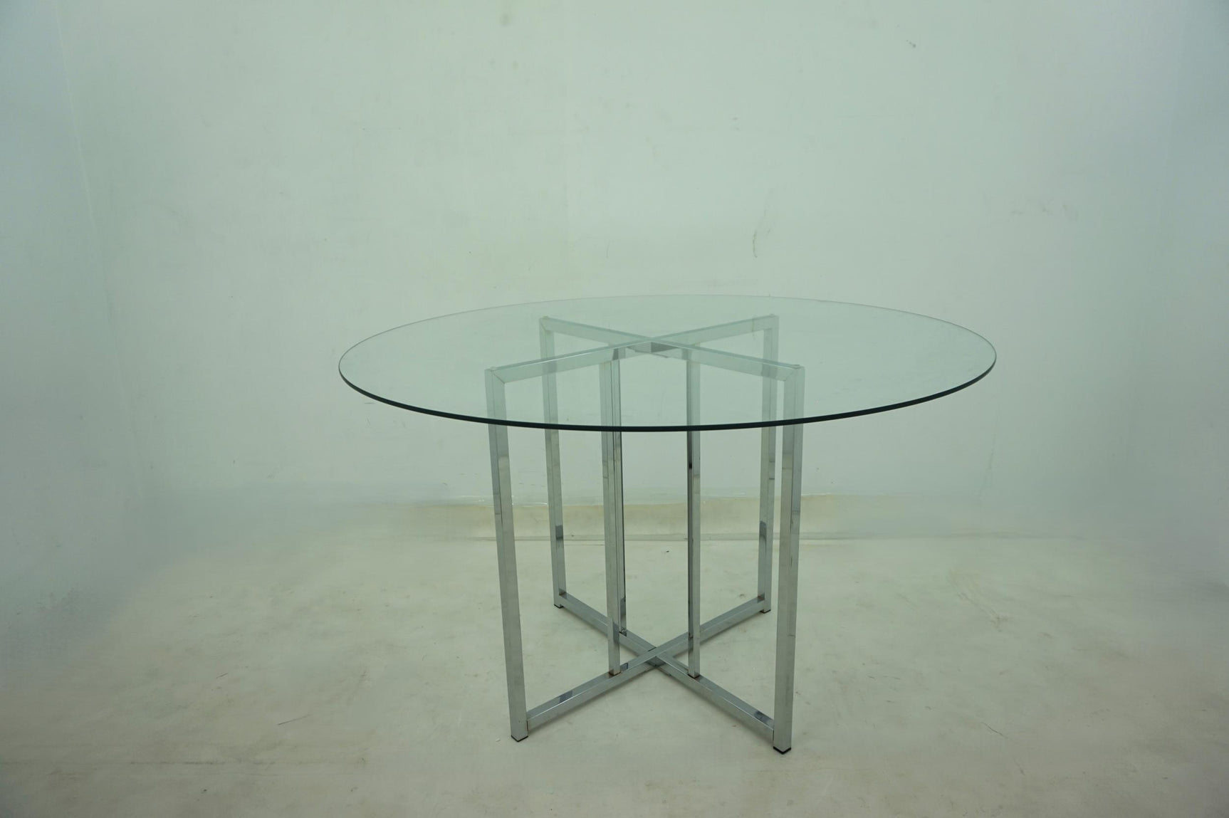 Pace Chrome 48-inch Round Glass Top Dining Table - Ornate Home