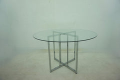 Pace Chrome 48-inch Round Glass Top Dining Table - Ornate Home
