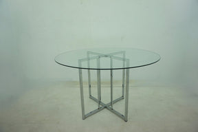 Pace Chrome 48-inch Round Glass Top Dining Table - Ornate Home