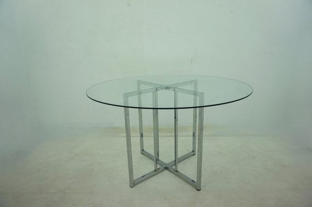 Pace Chrome 48-inch Round Glass Top Dining Table - Ornate Home