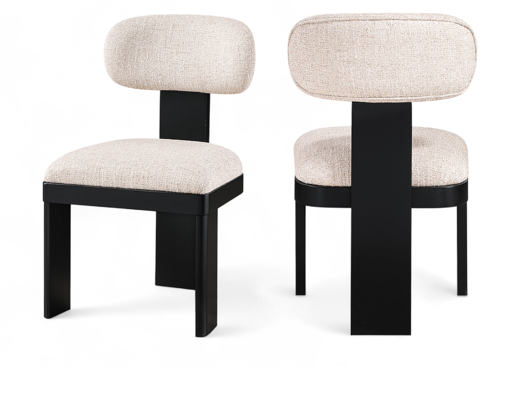Pacific Beige/Black Textured Fabric Upholstered Dining Chair (Set of 2) - Ornate Home